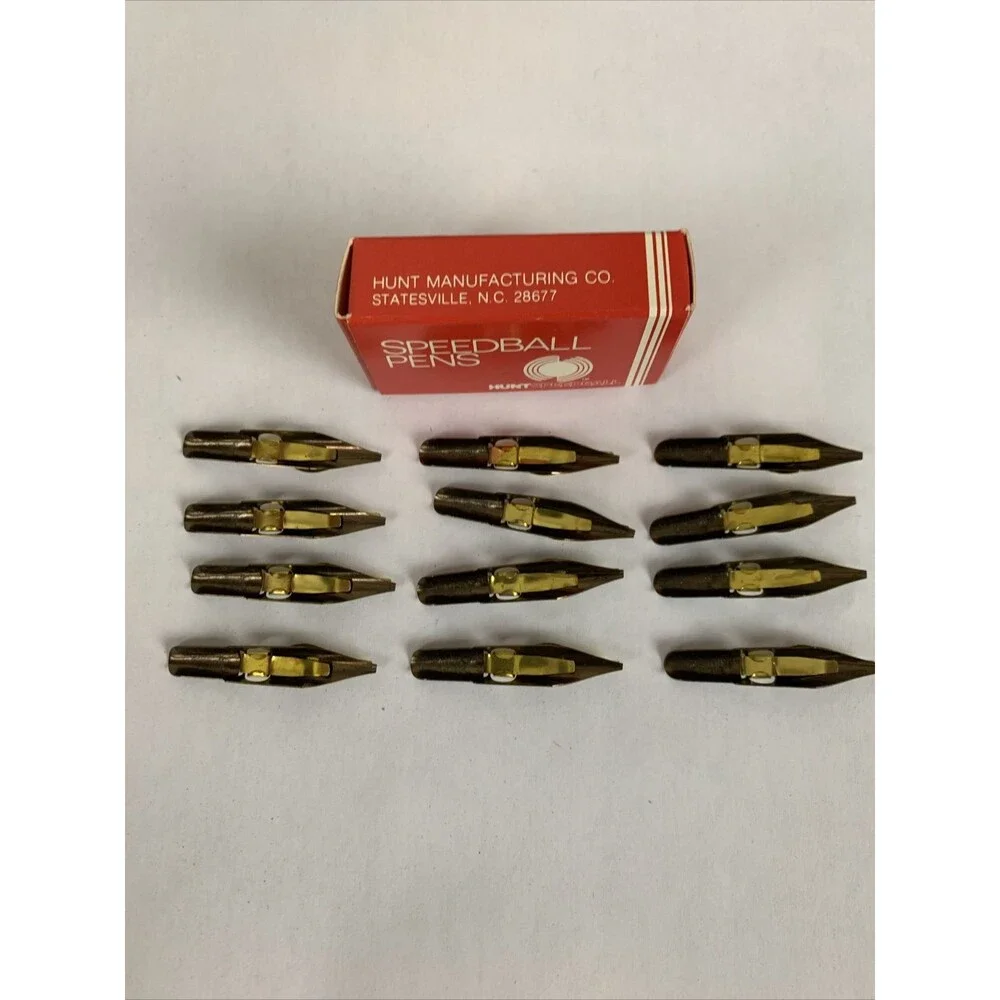 Vintage HUNT SPEEDBALL PENS LC-4 Straight Calligraphy Pen Nibs (12) Left Handed